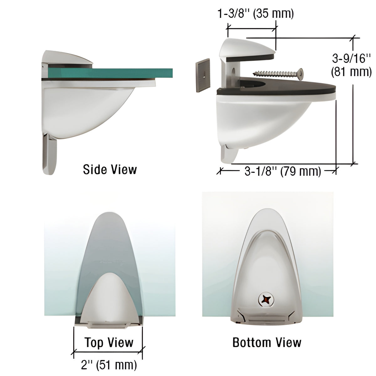 CRL Satin Chrome Heavy-Duty Adjustable Shelf Bracket