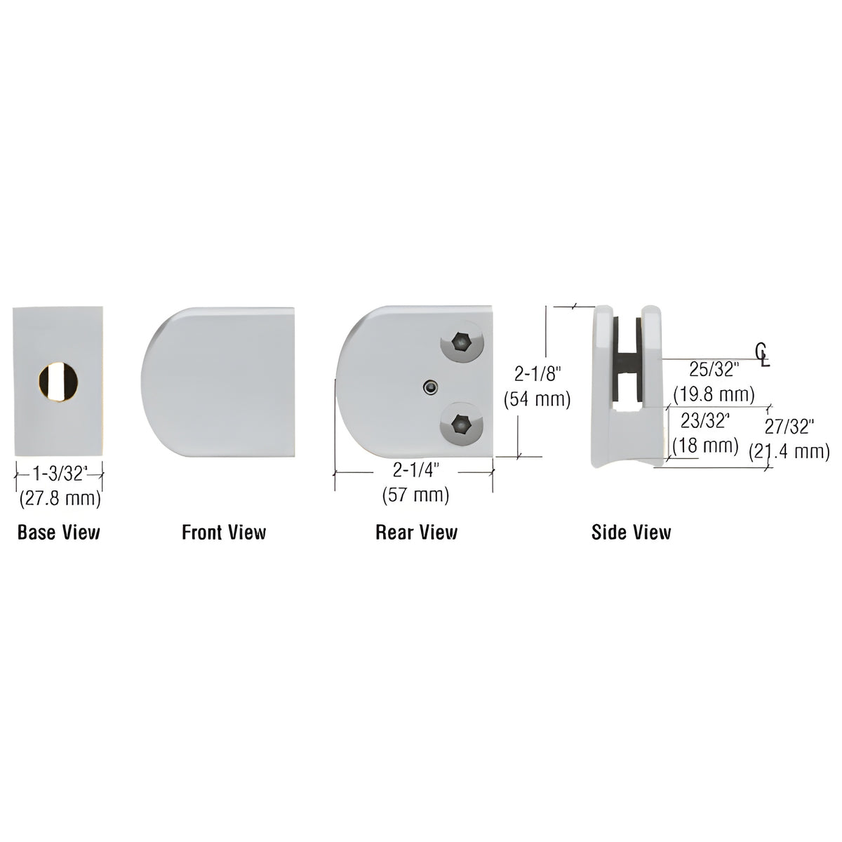 CRL Satin Chrome Z-Series Large Round Clamp for 3/8" Glass