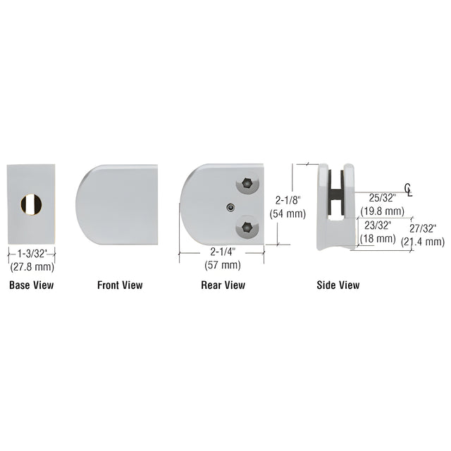 CRL Satin Chrome Z-Series Large Round Clamp for 3/8" Glass