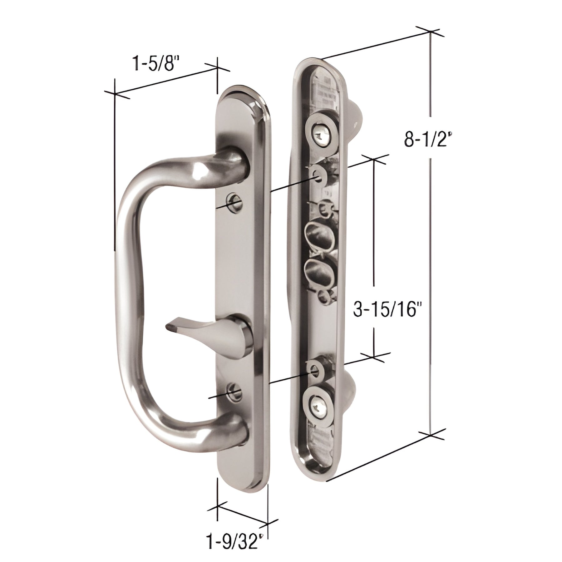 CRL Satin Nickel Diecast 8-1/2" Mortise-Style Handle 3-15/16" Screw Holes