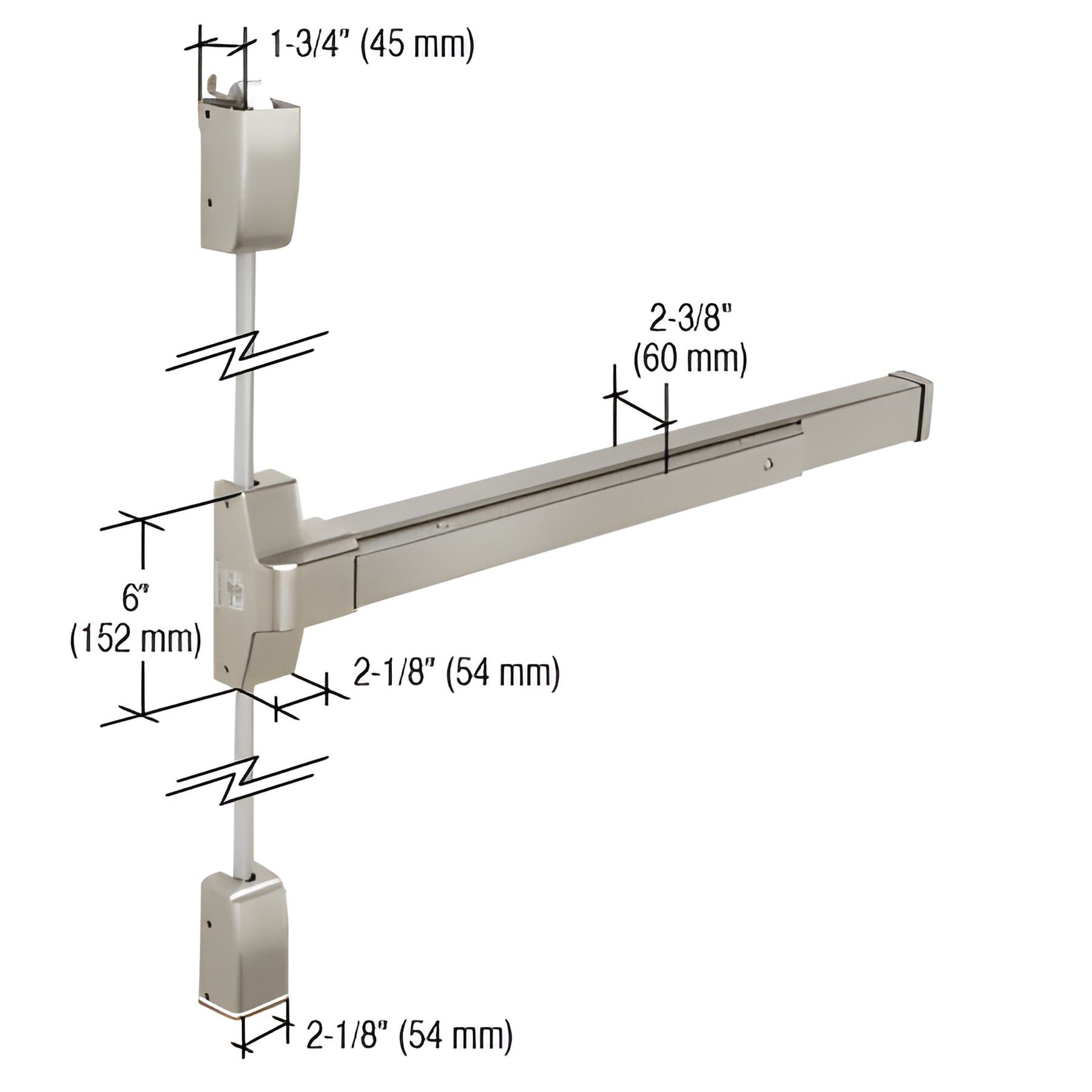 CRL Satin Stainless DL750SV Surface Vertical Rod Panic Exit Device