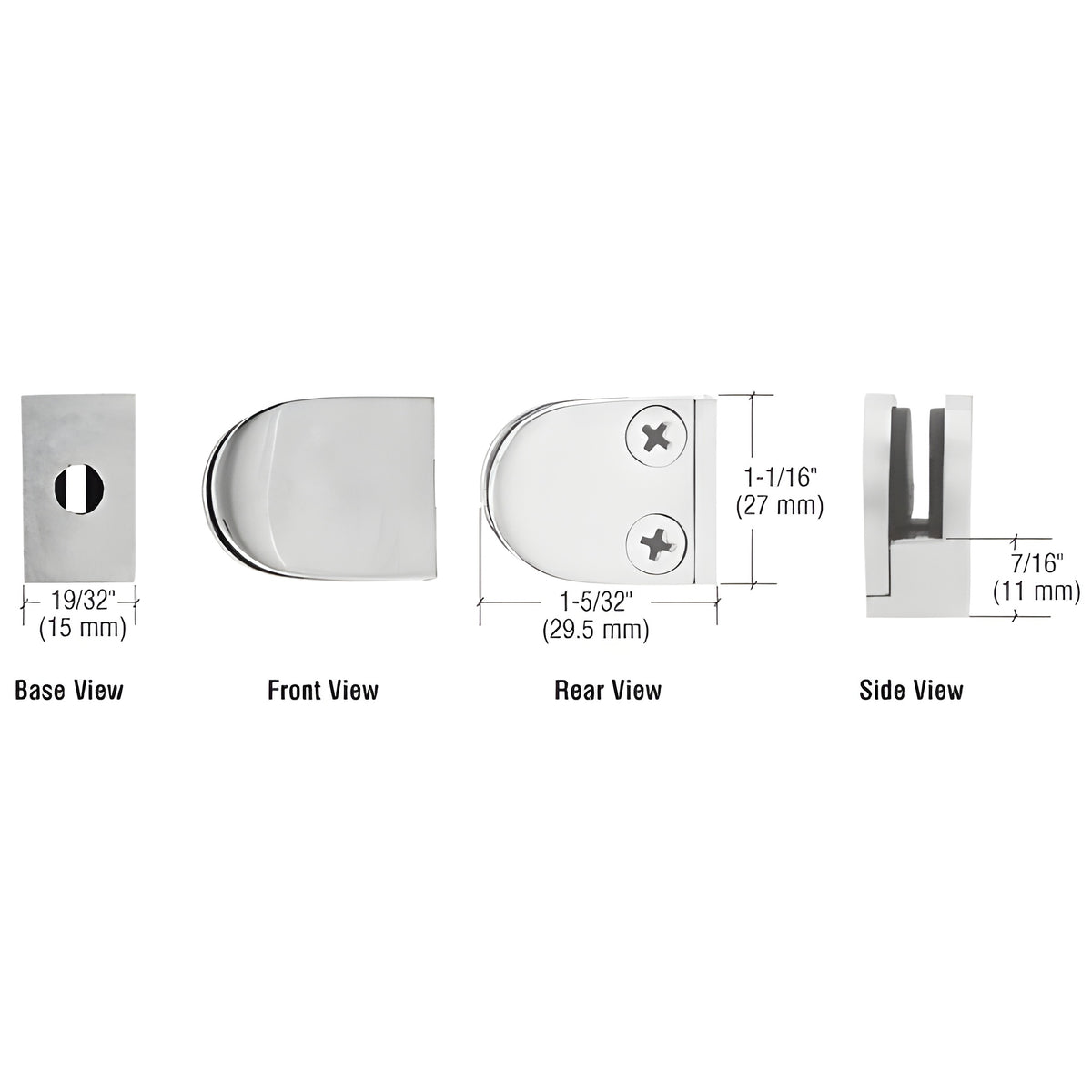 CRL Satin Stainless Mini Z-Series Glass Clamp Round Shape - Flat Base