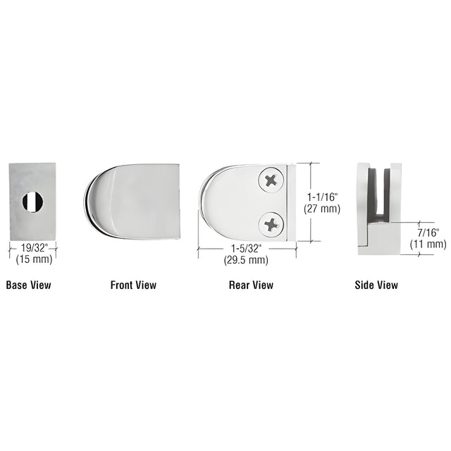 CRL Satin Stainless Mini Z-Series Glass Clamp Round Shape - Flat Base