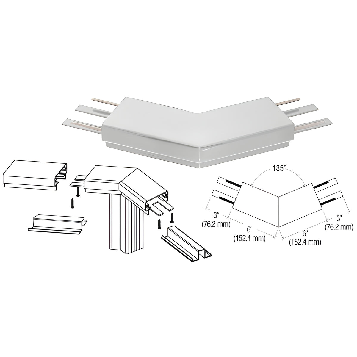 CRL Silver Metallic 200 Series Top Cap 135º Corner