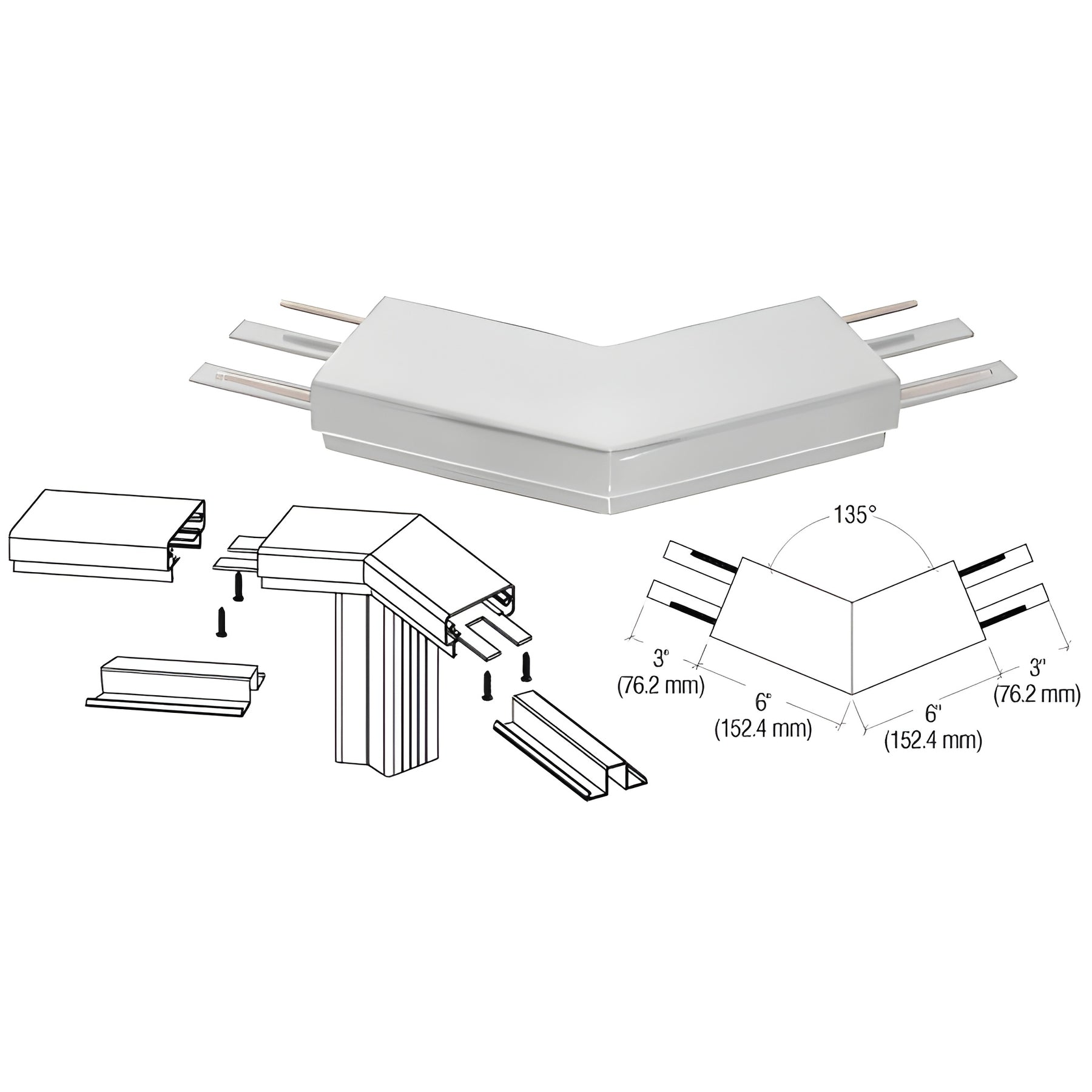 CRL Silver Metallic 200 Series Top Cap 135º Corner