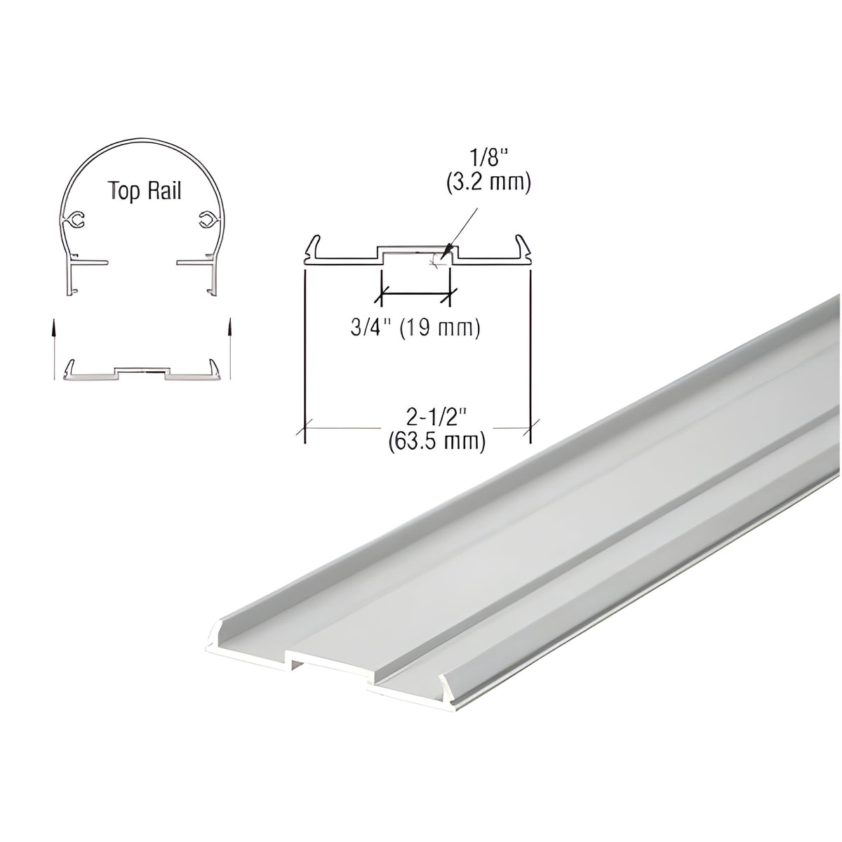 CRL Silver Metallic 241" Top Rail Infill for Pickets