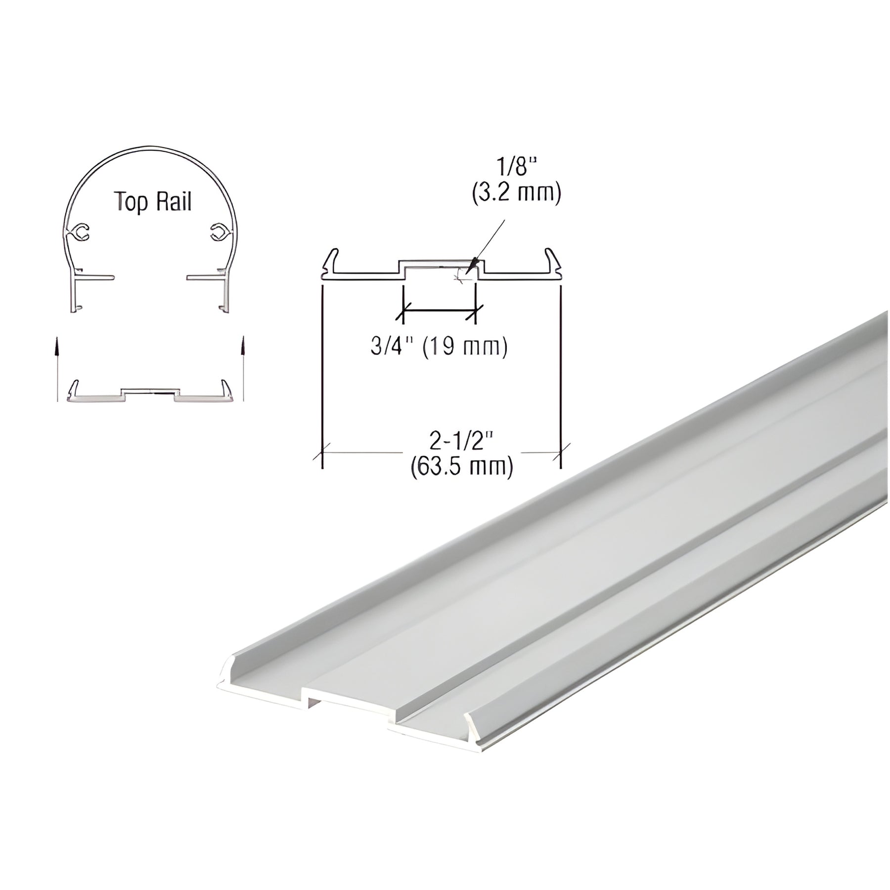 CRL Silver Metallic 241" Top Rail Infill for Pickets