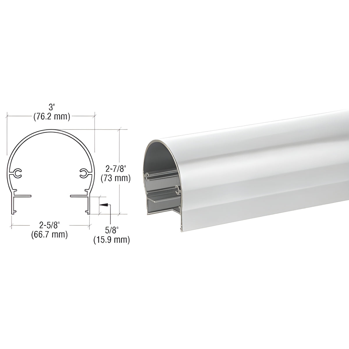 CRL Silver Metallic 300 Series 241" Top Rail