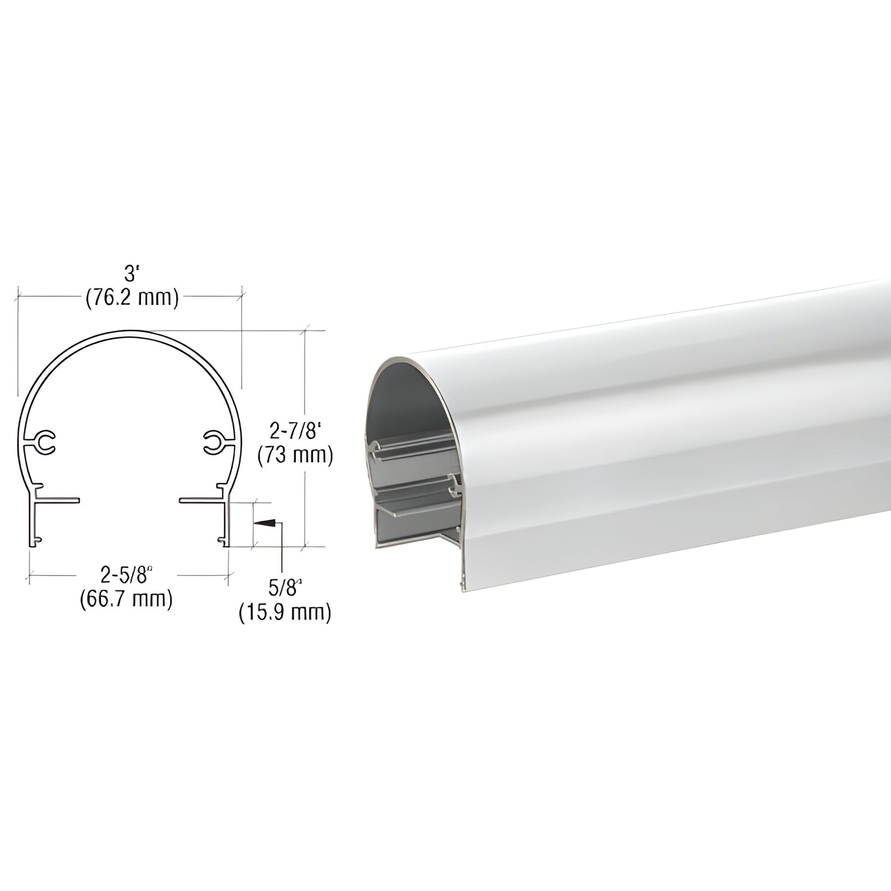 CRL Silver Metallic 300 Series 241" Top Rail