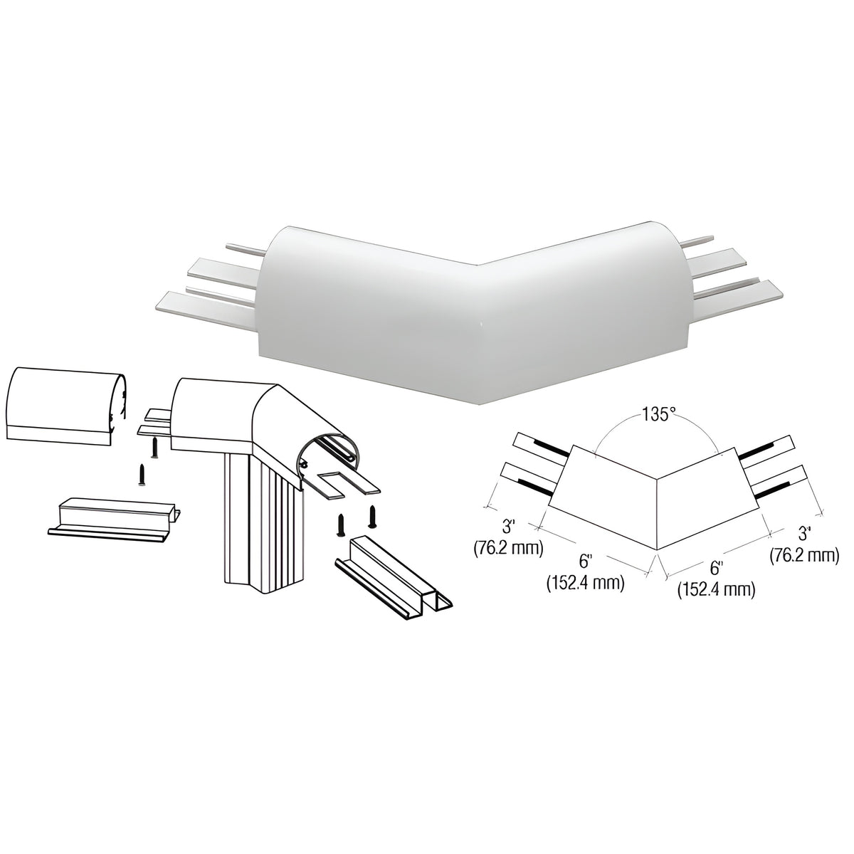 CRL Silver Metallic 300 Series Top Cap 135º Corner