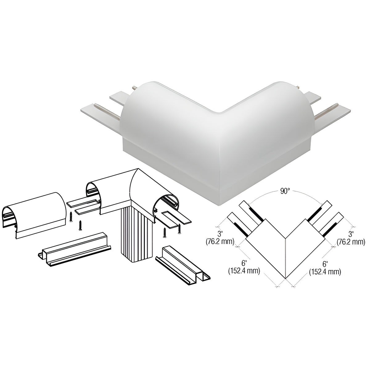CRL Silver Metallic 300 Series Top Cap 90º Corner