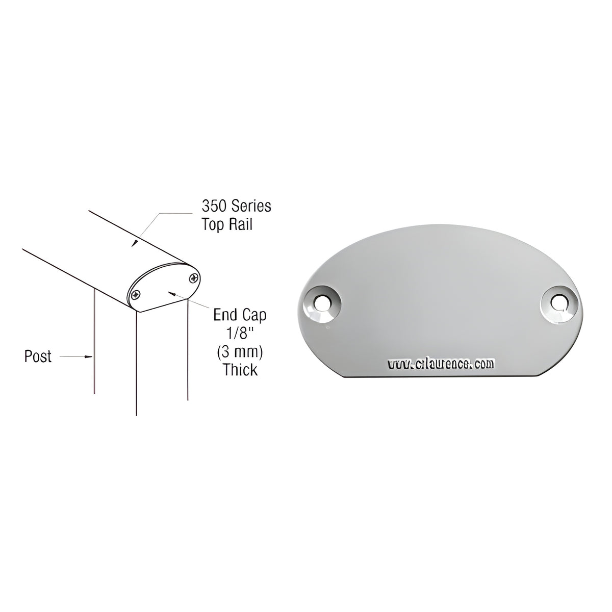 CRL Silver Metallic 350X Series Decorative End Cap