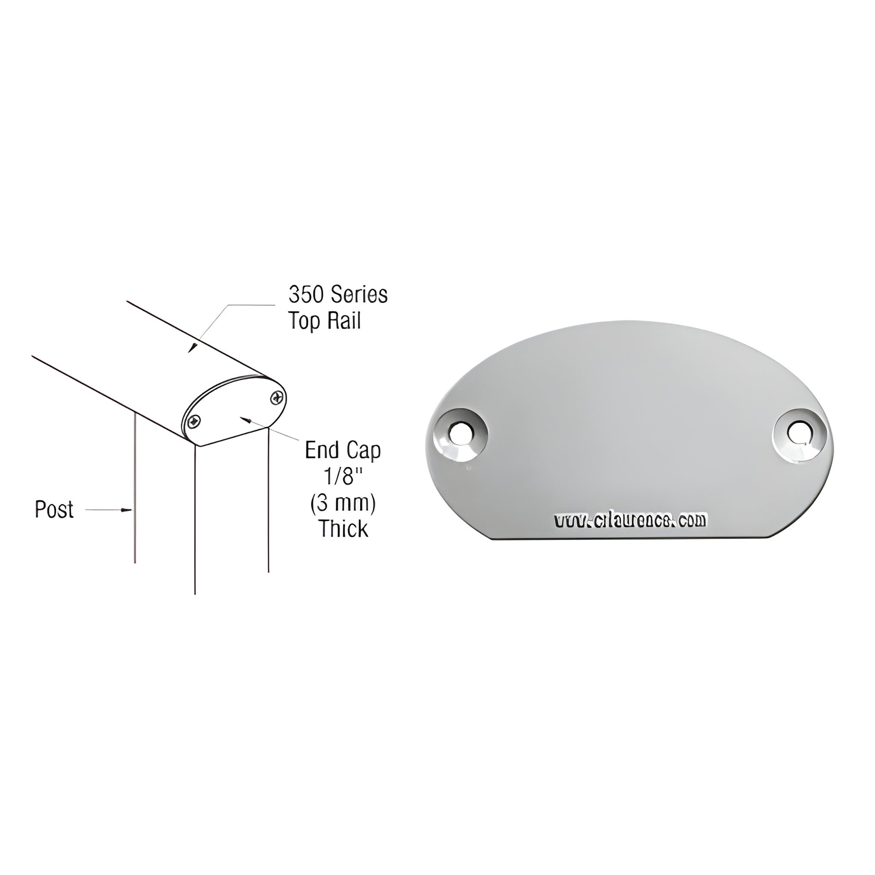 CRL Silver Metallic 350X Series Decorative End Cap