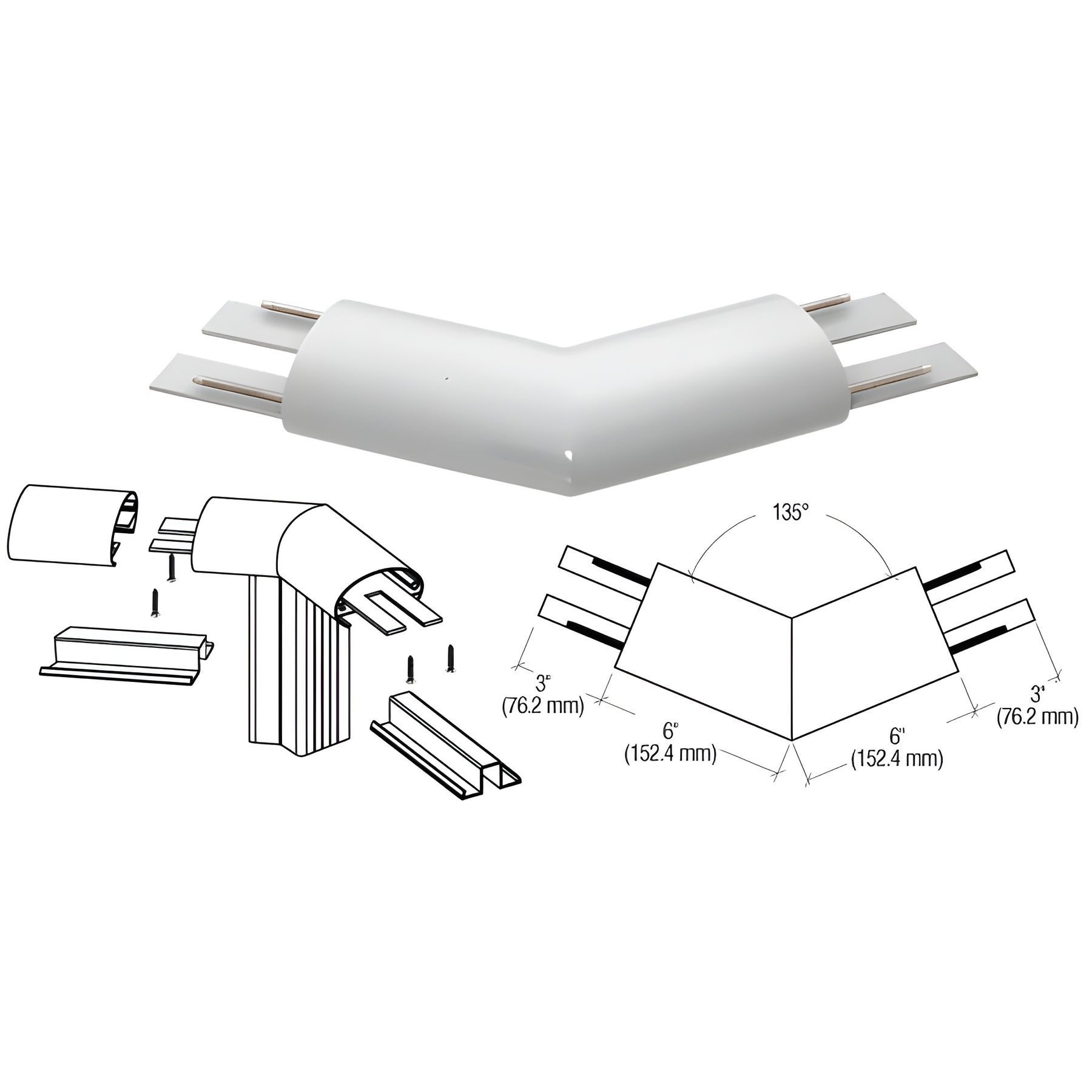 CRL Silver Metallic 350X Series Top Cap 135º Corner