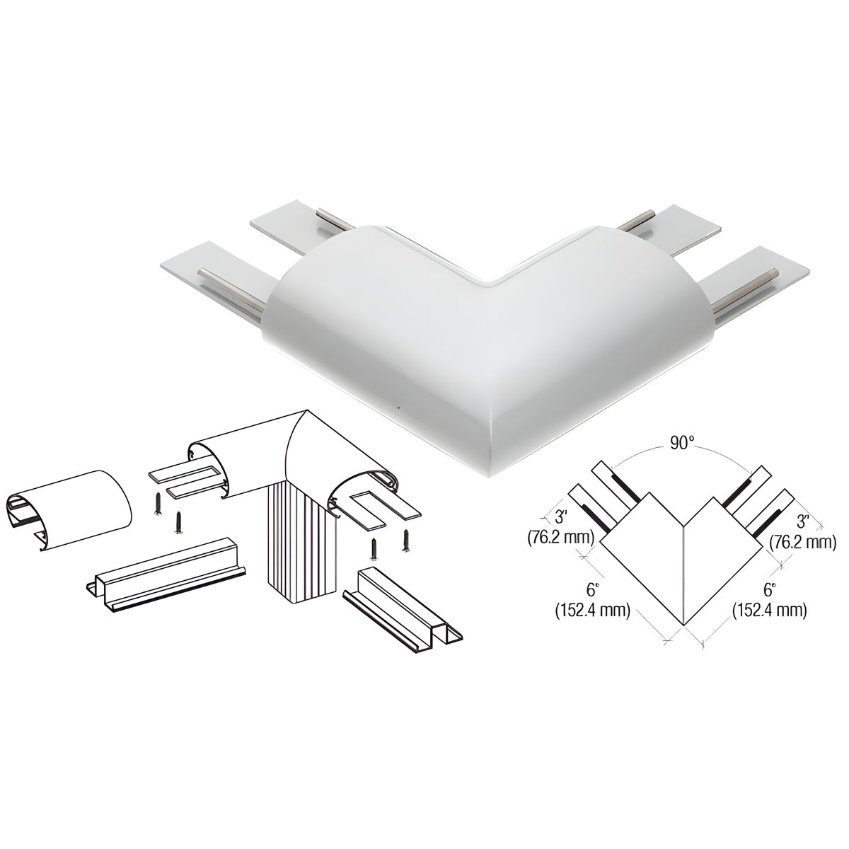 CRL Silver Metallic 350X Series Top Cap 90º Corner