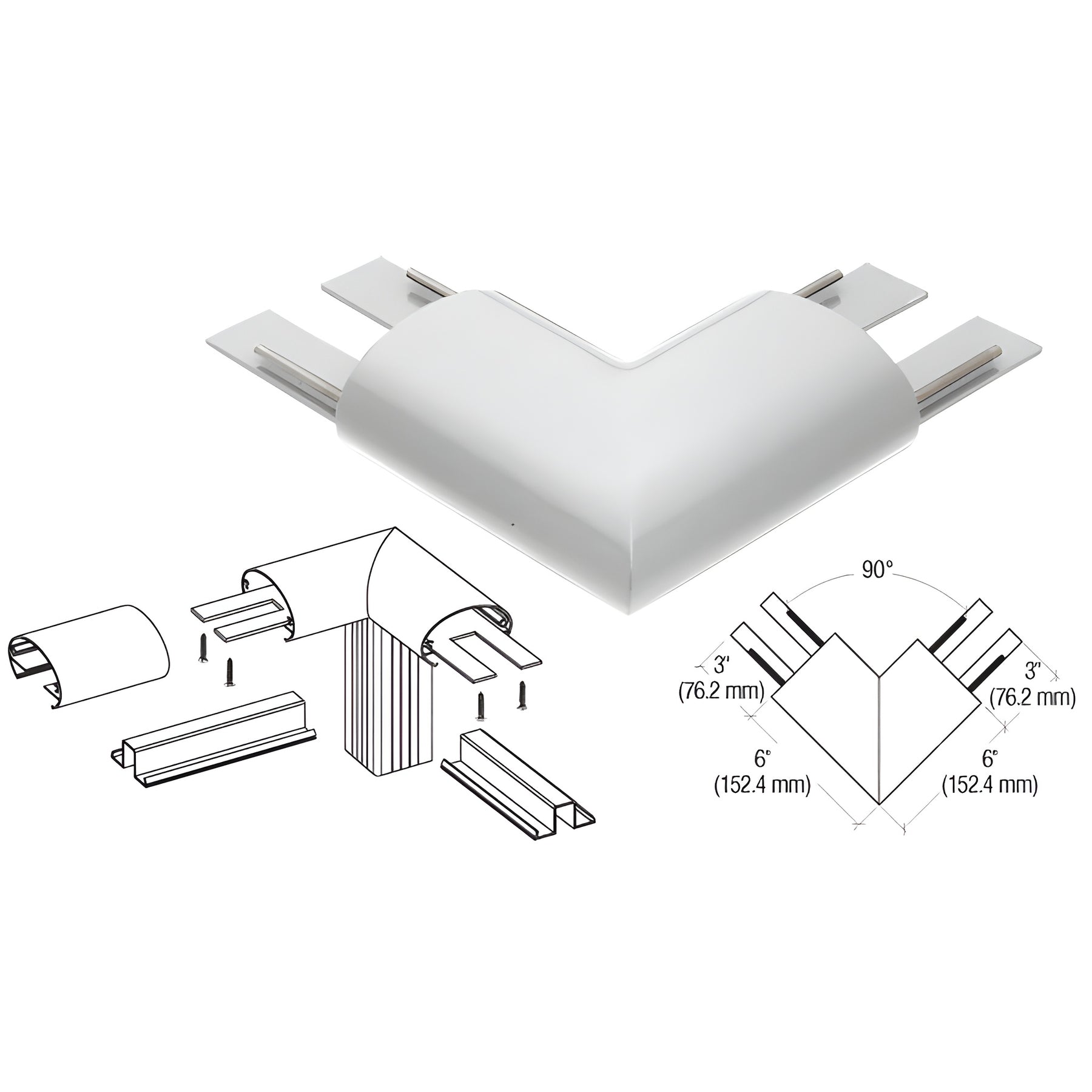 CRL Silver Metallic 350X Series Top Cap 90º Corner