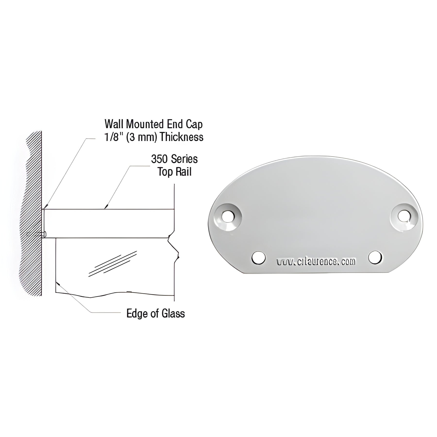 CRL Silver Metallic 350X Series Wall Mount End Cap