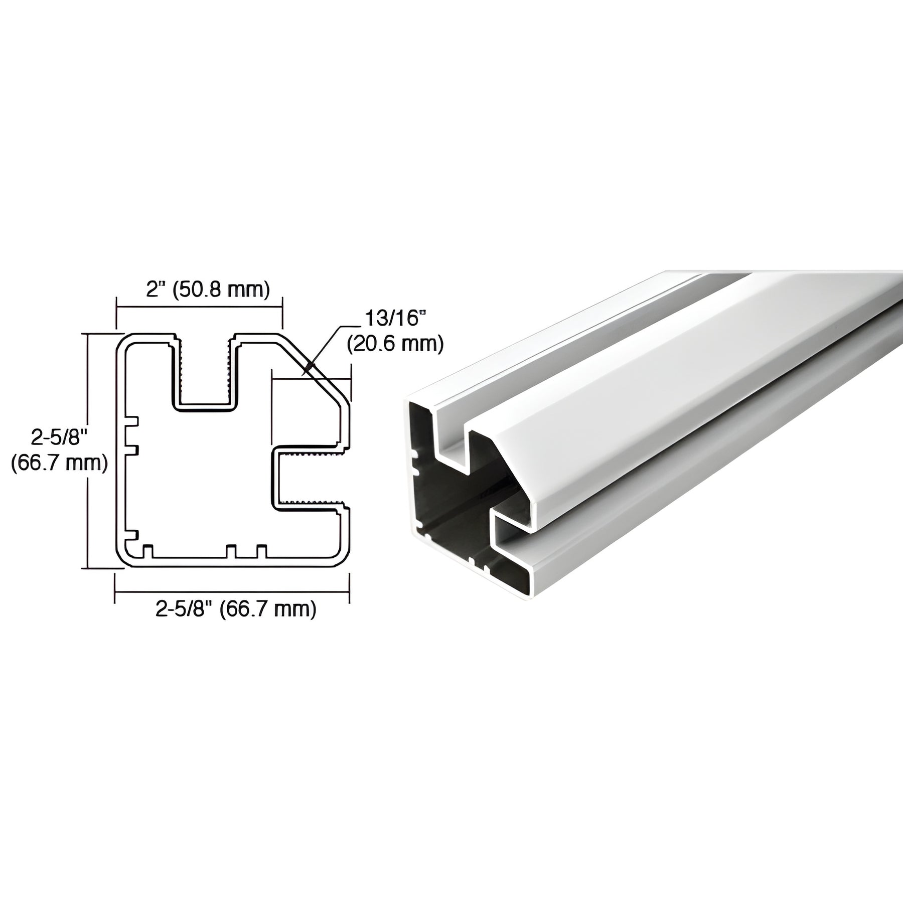 CRL Silver Metallic 36" Long 2" x 2-5/8" Square 90 Degree Post
