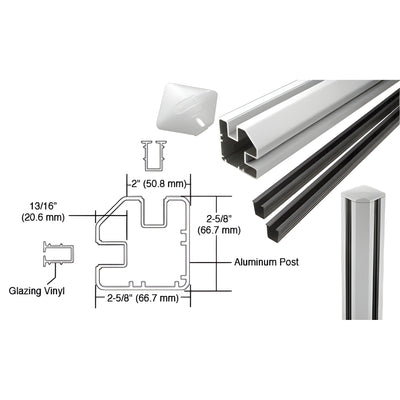 CRL Silver Metallic AWS 2" x 2-5/8" Rectangular 90 Degree 48" Corner Post Kit