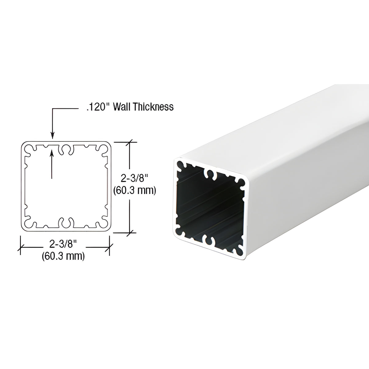 CRL Sky White 200, 300, 350, and 400 Series 48" Fascia Mount Post Only