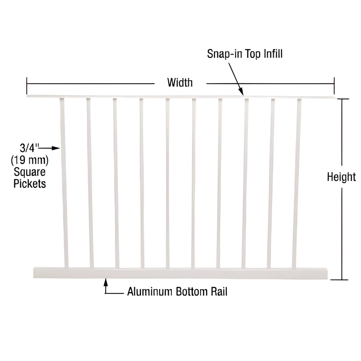 CRL Sky White 200, 300, 350, and 400 Series 48"W x 36"H Picket Panel