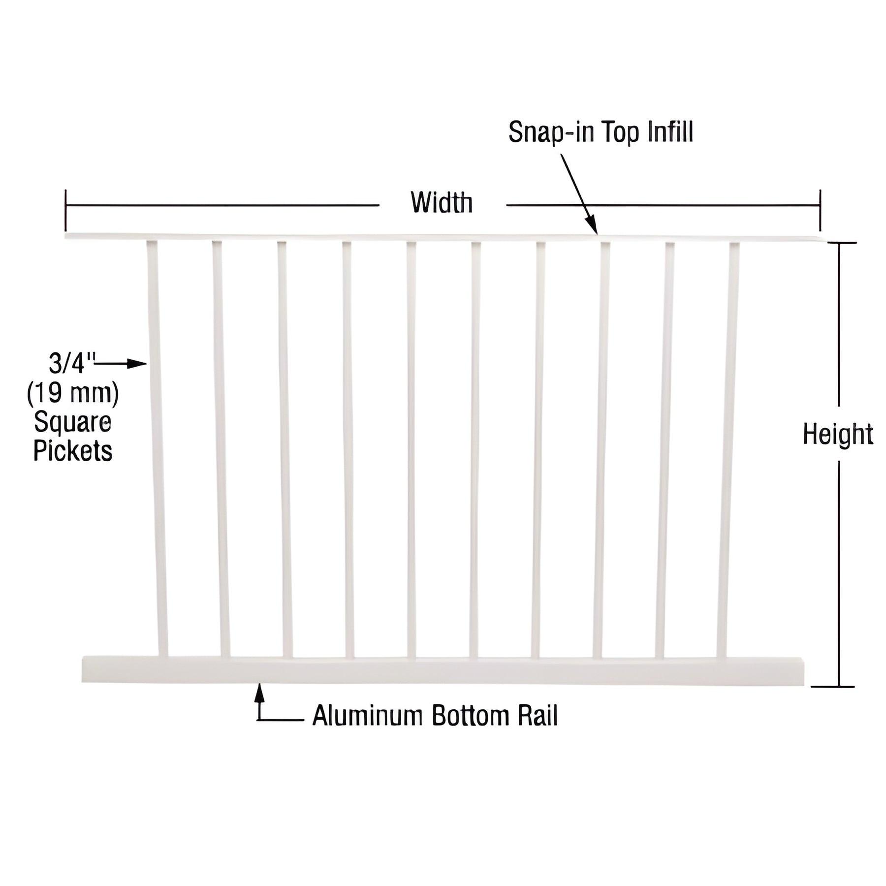 CRL Sky White 200, 300, 350, and 400 Series 48"W x 42"H Picket Panel