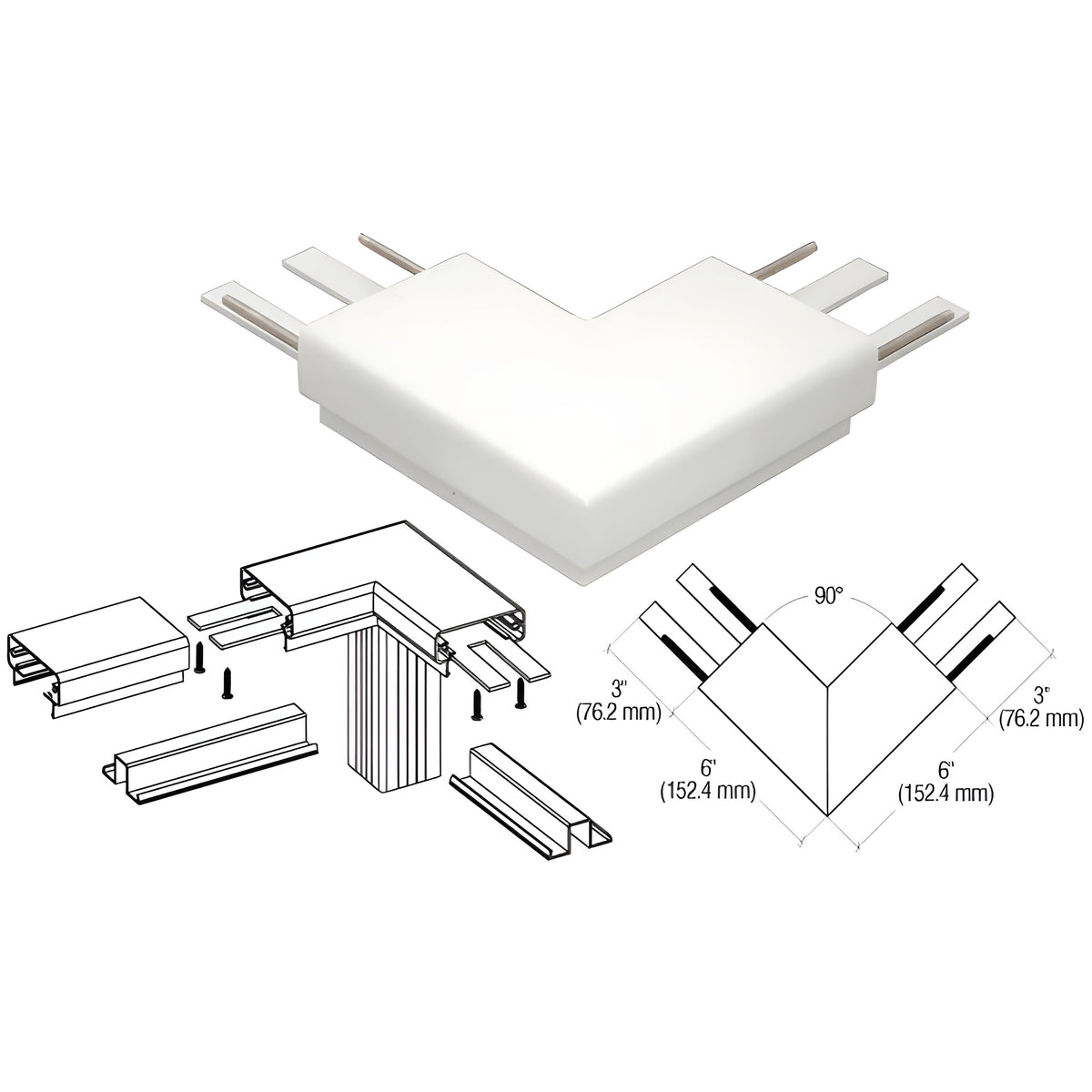 CRL Sky White 200 Series Top Cap 90º Corner