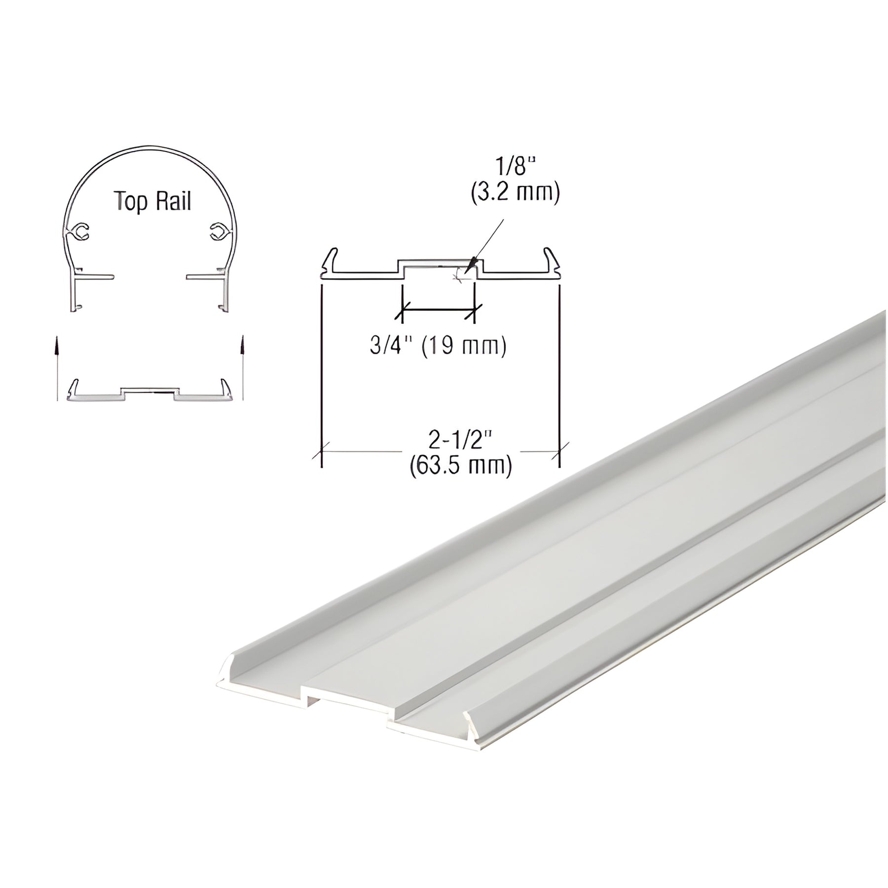 CRL Sky White 241" Top Rail Infill for Pickets