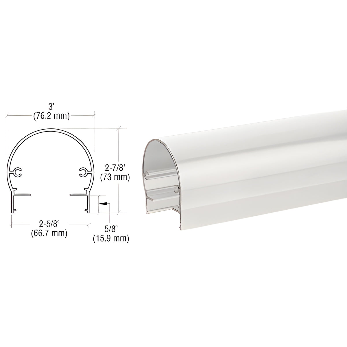 CRL Sky White 300 Series 241" Top Rail