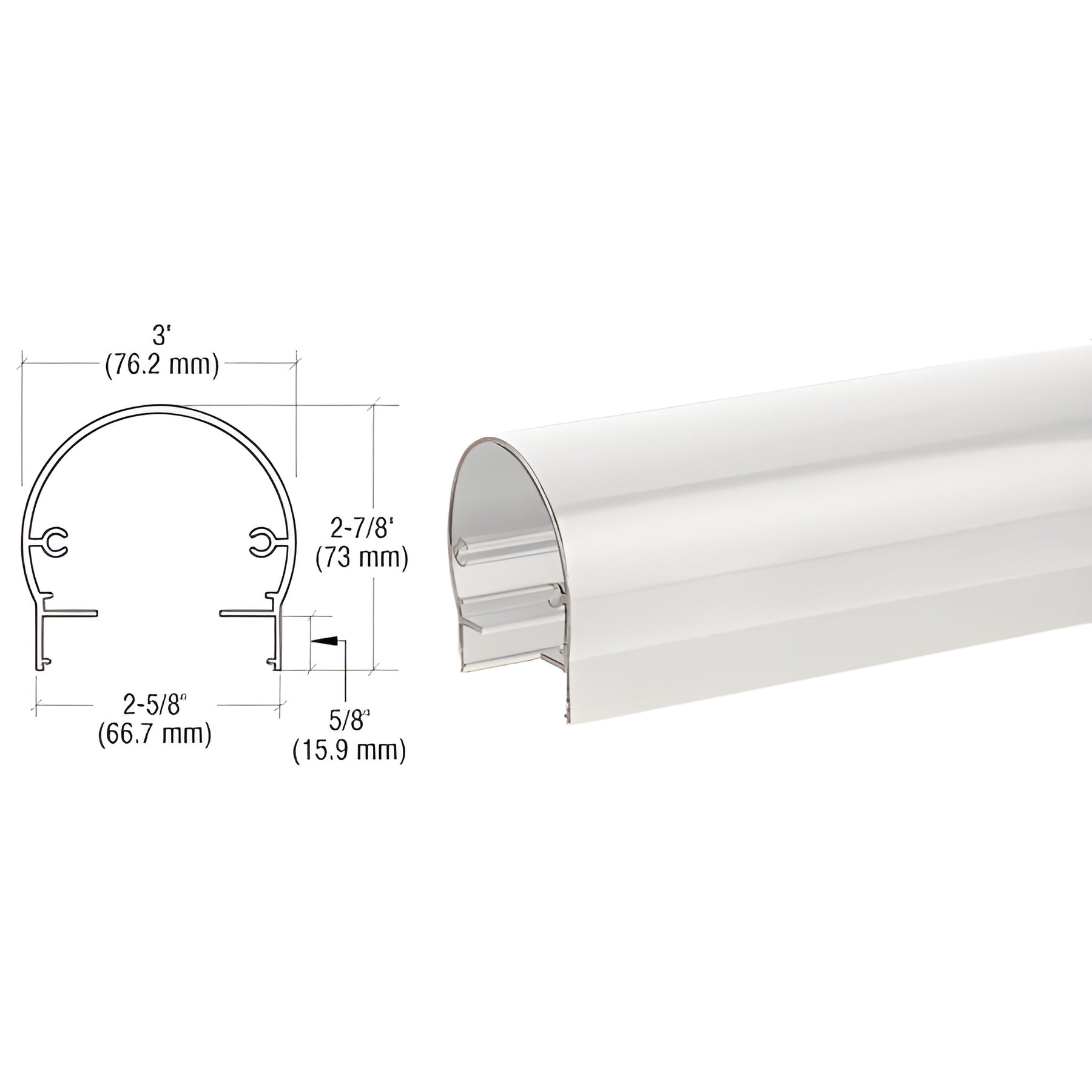 CRL Sky White 300 Series 241" Top Rail