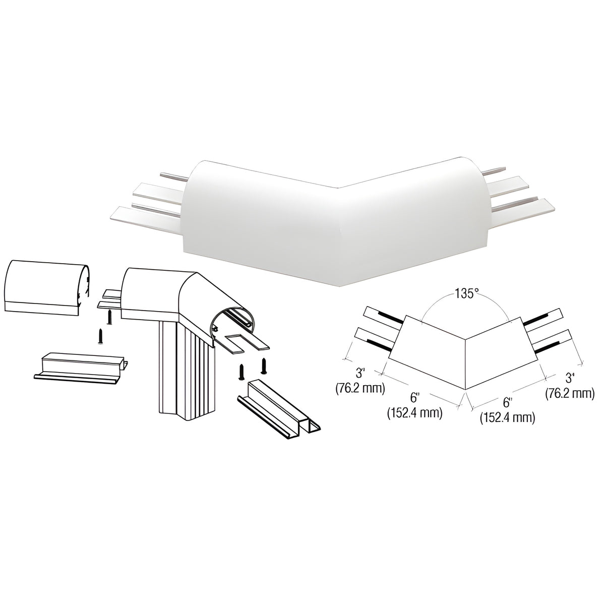 CRL Sky White 300 Series Top Cap 135º Corner
