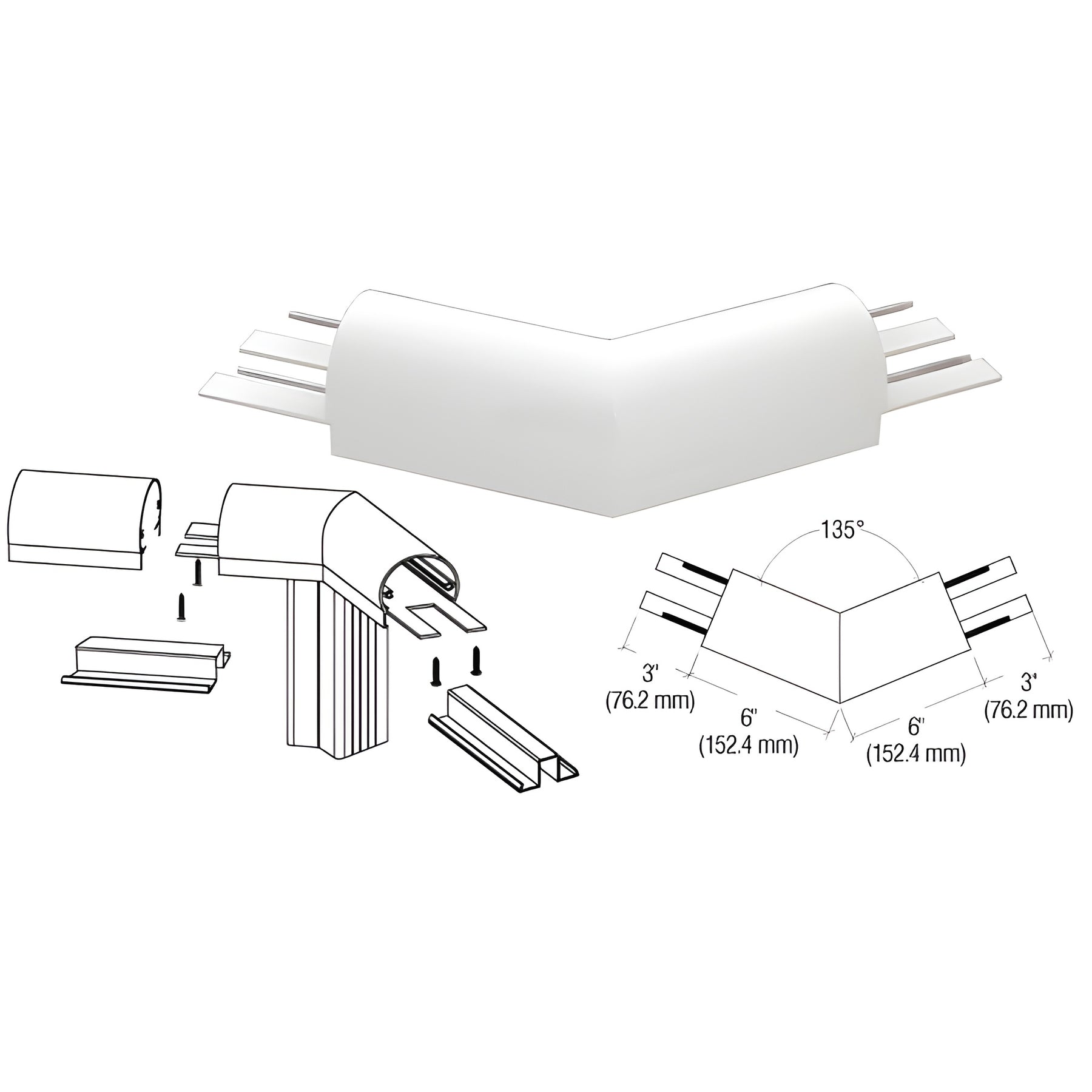 CRL Sky White 300 Series Top Cap 135º Corner