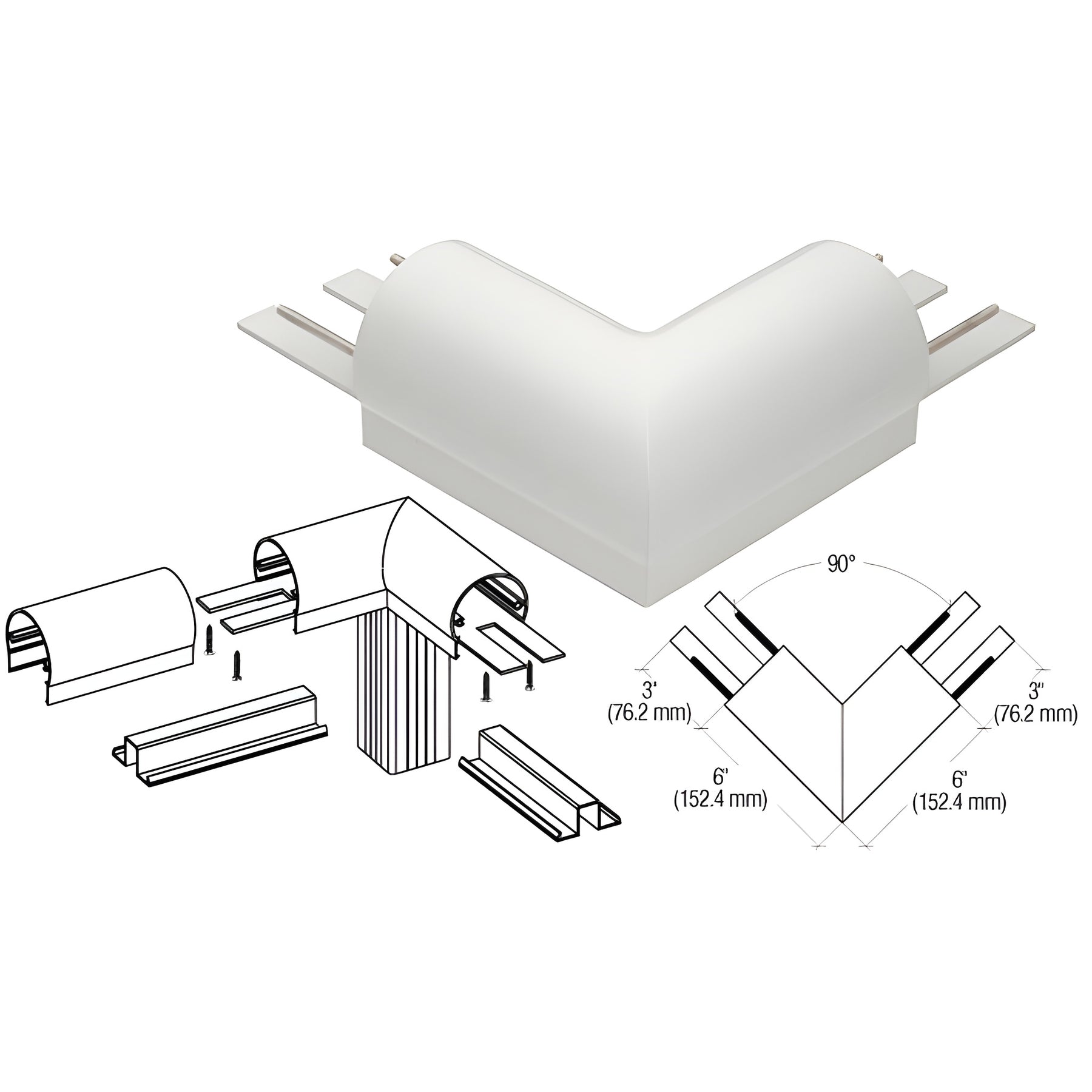CRL Sky White 300 Series Top Cap 90º Corner