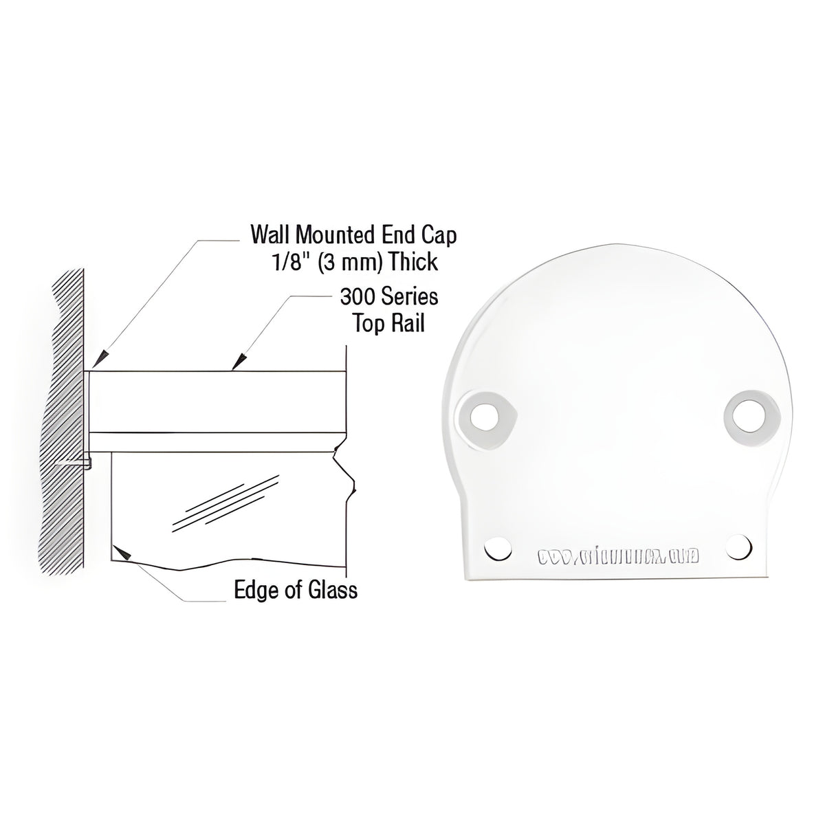 CRL Sky White 300 Series Wall Mount End Cap