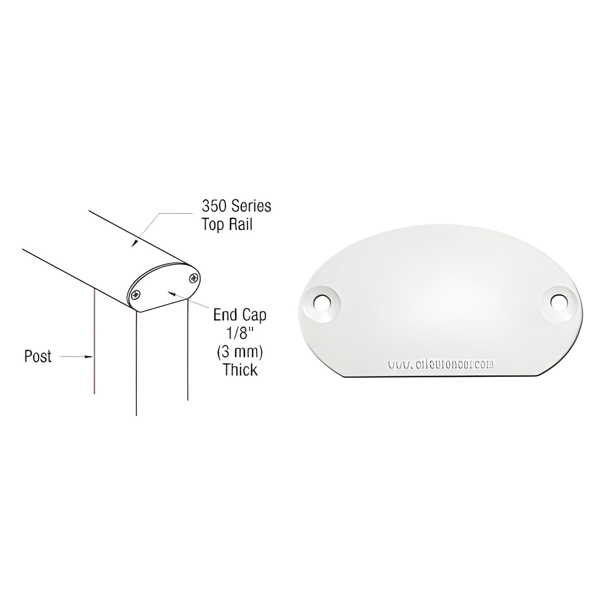 CRL Sky White 350X Series Decorative End Cap