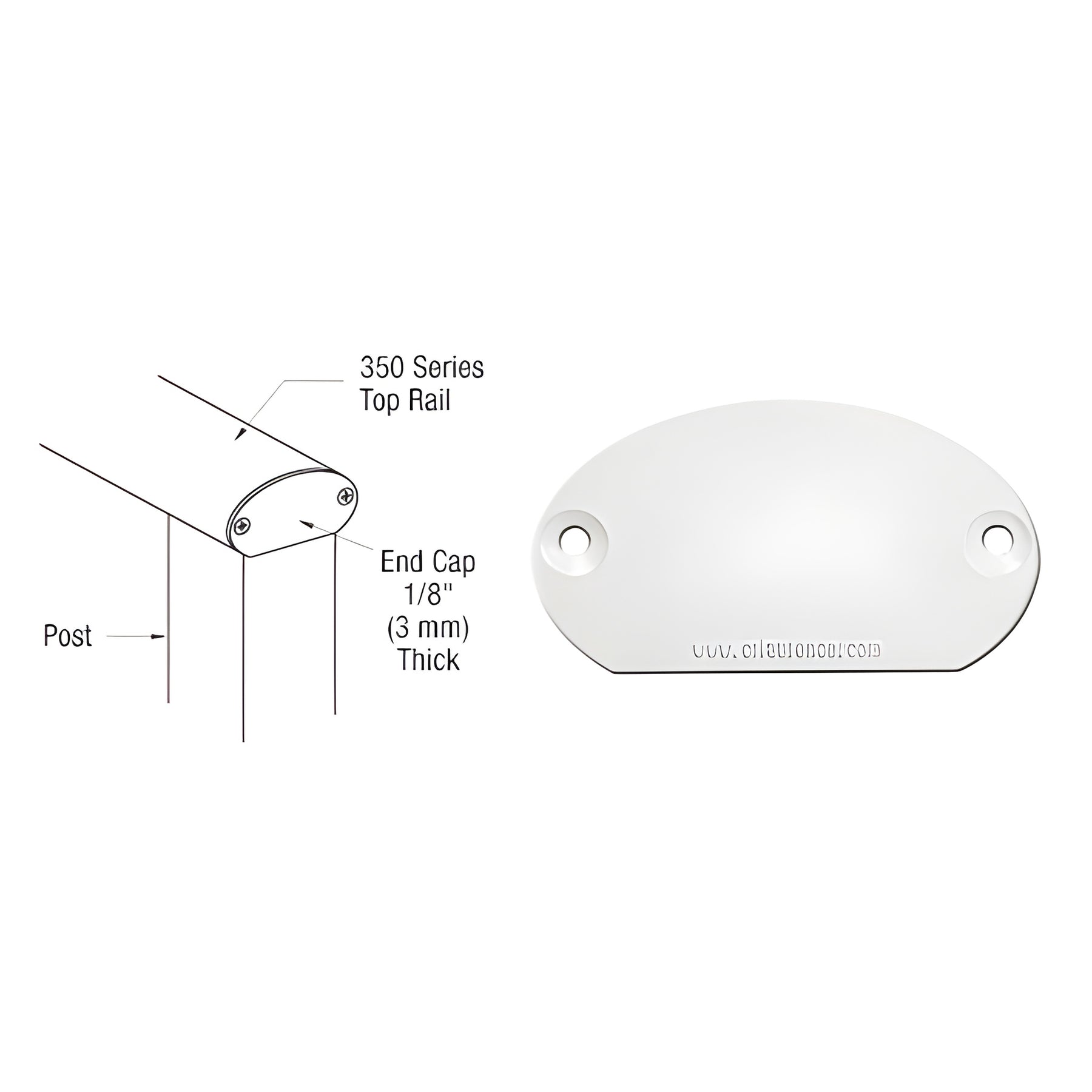 CRL Sky White 350X Series Decorative End Cap