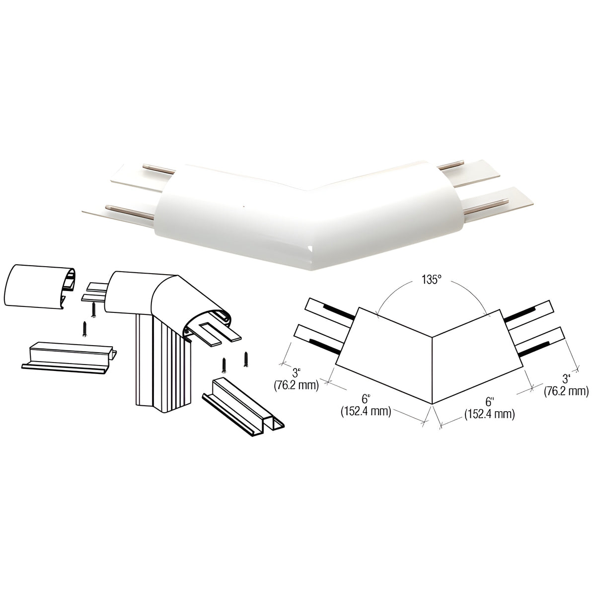 CRL Sky White 350X Series Top Cap 135º Corner