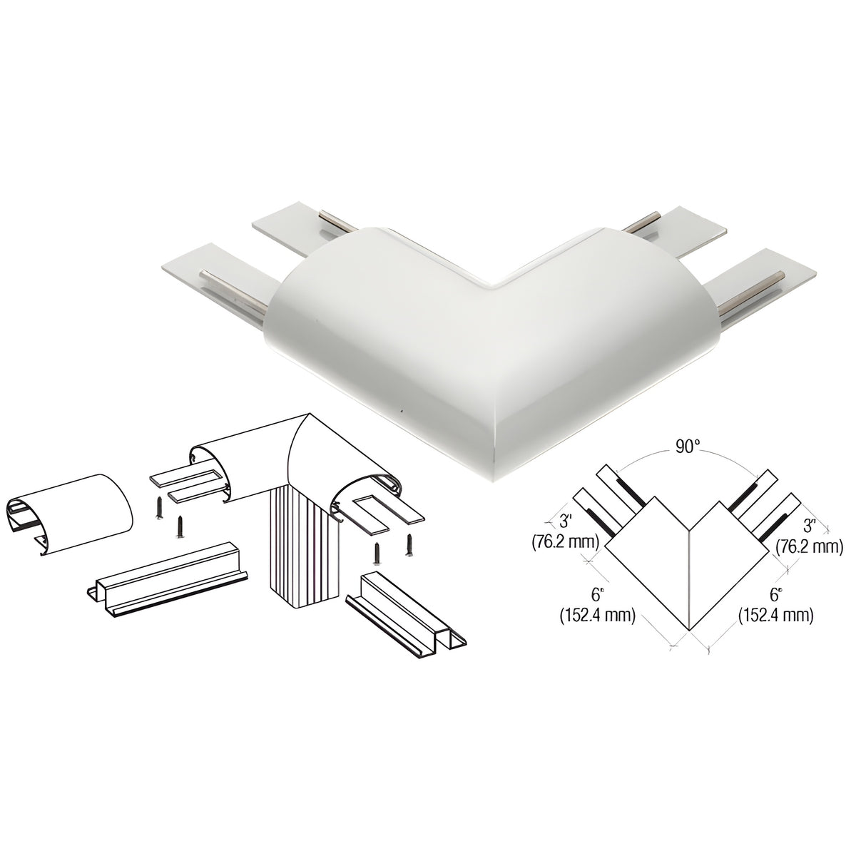 CRL Sky White 350X Series Top Cap 90º Corner