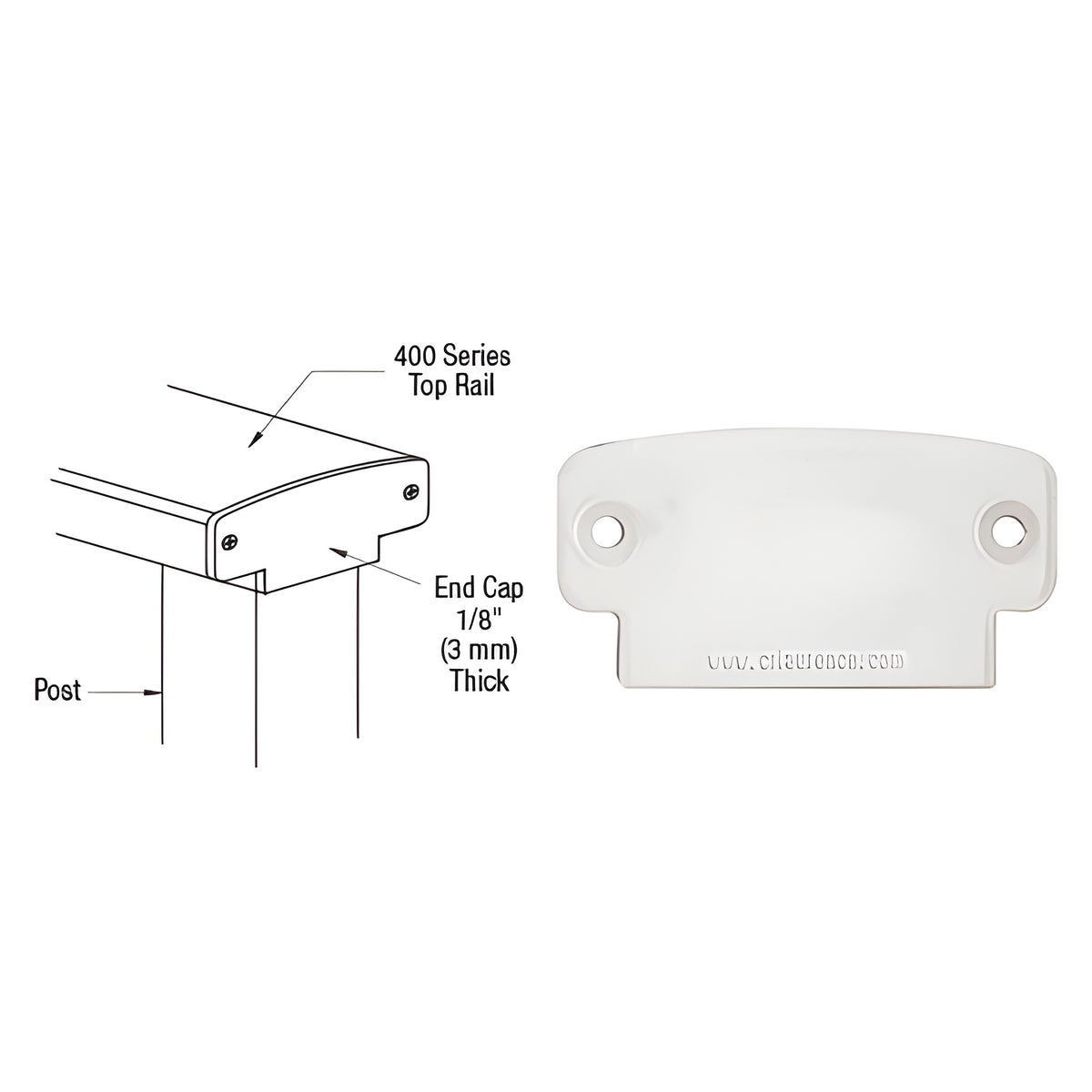 CRL Sky White 400 Series Decorative End Cap