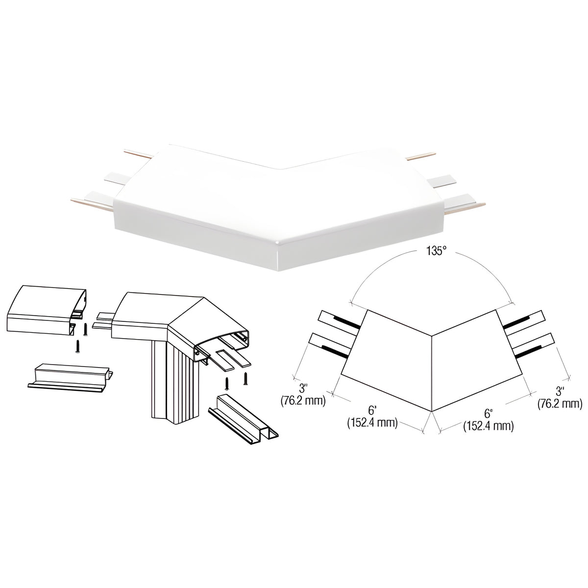 CRL Sky White 400 Series Top Cap 135º Corner
