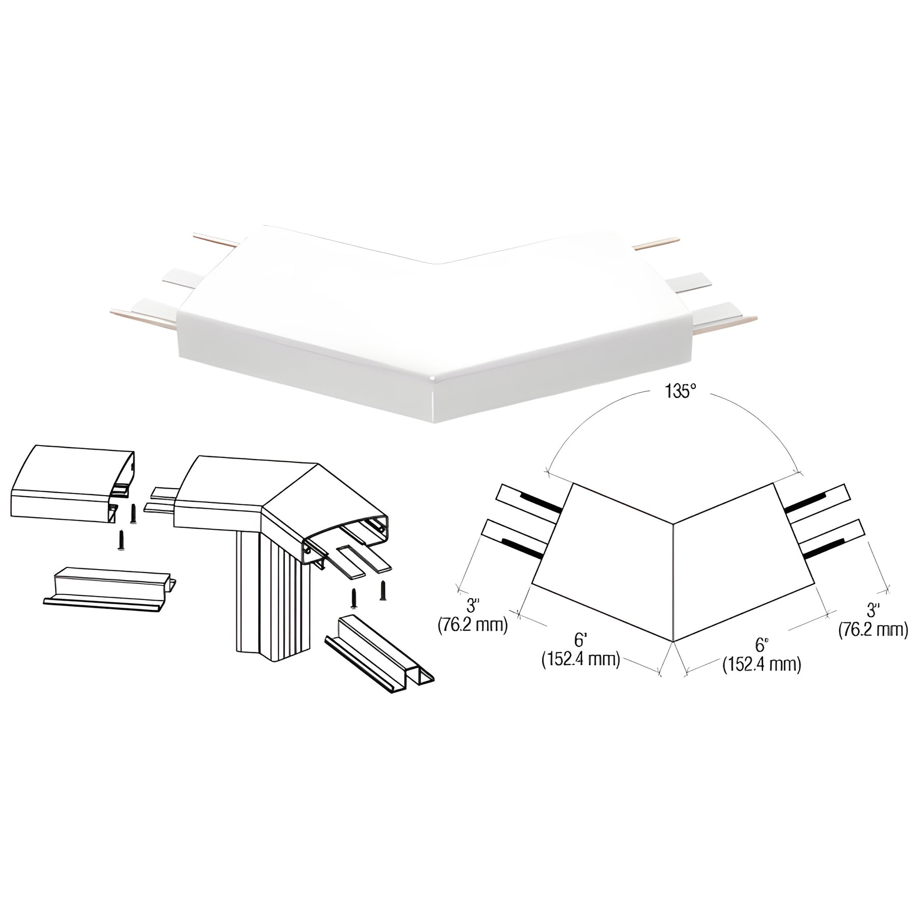 CRL Sky White 400 Series Top Cap 135º Corner