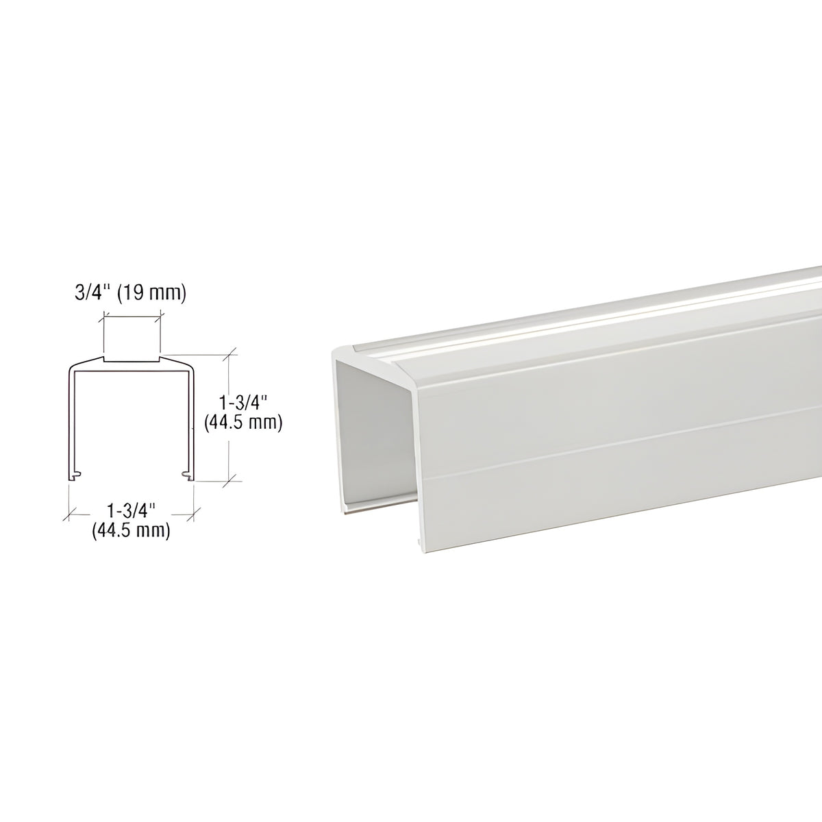 CRL Sky White Bottom Rail for Pickets 241" Long