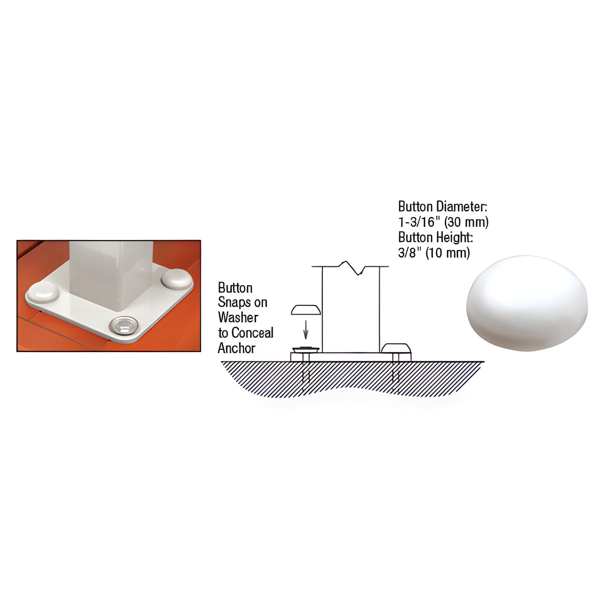 CRL Sky White Color Match Bolt Cover Buttons