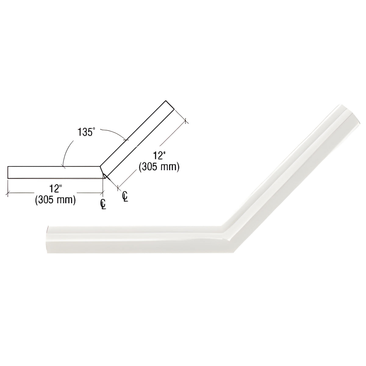 CRL Sky White Quick Connect 135º Corner for 1-1/2" Diameter Tubing