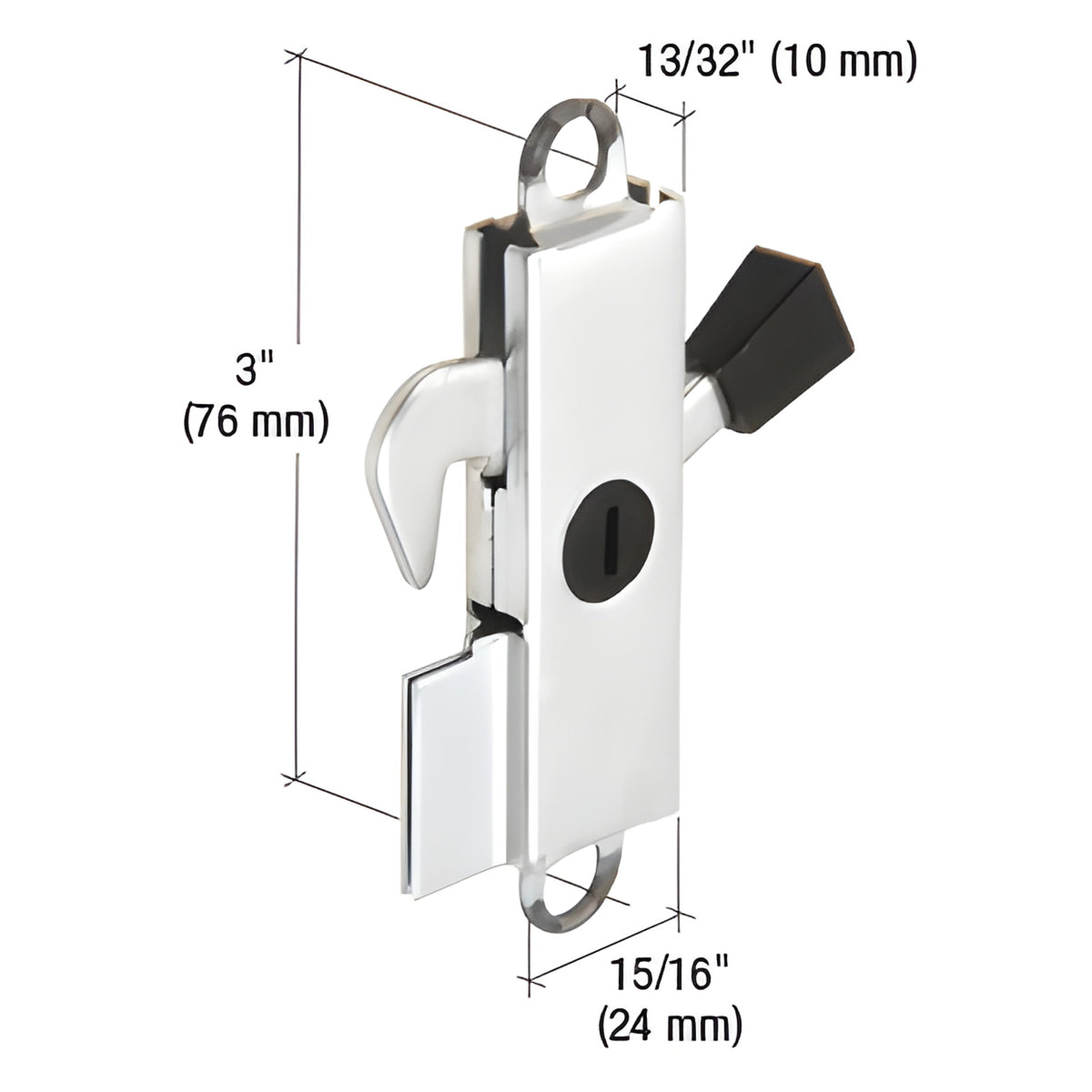 CRL Stamped Aluminum 13/32" Wide Sliding Glass Door Lever Lock
