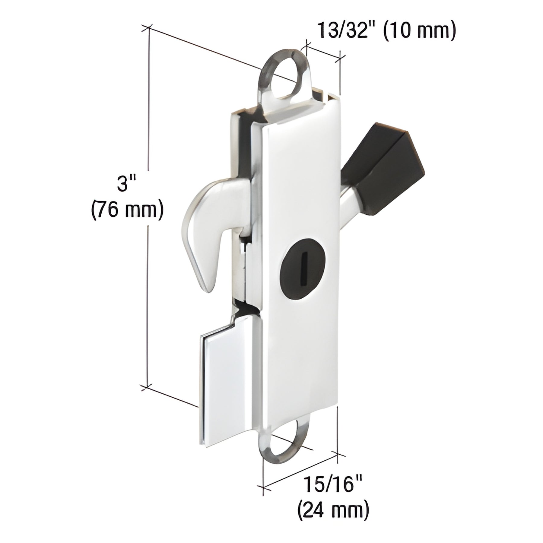 CRL Stamped Aluminum 13/32" Wide Sliding Glass Door Lever Lock