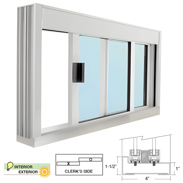 CRL Standard Size Manual DW Deluxe Service Window Glazed with S.S.Step-Sill