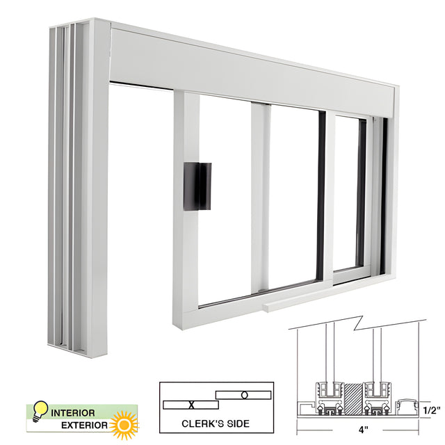 CRL Standard Size Manual DW Deluxe Service Window Unglazed with Half-Track