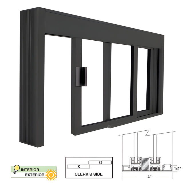 CRL Standard Size Manual DW Deluxe Service Window Unglazed with Half-Track