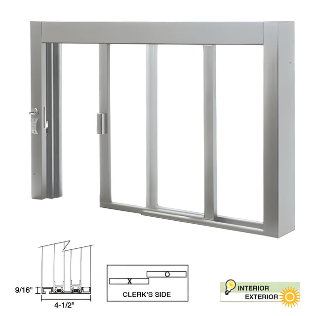 CRL Standard Size Self-Closing Deluxe Service Window Unglazed with Half-Track